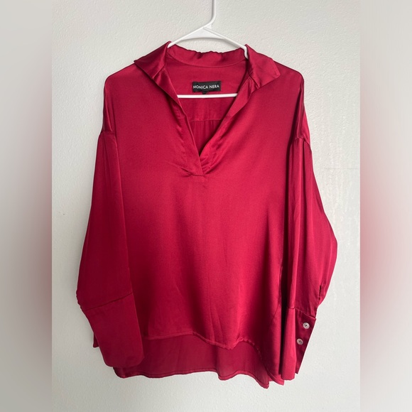 MONICA NERA Tops - Monica Nera Silk Popover Blouse